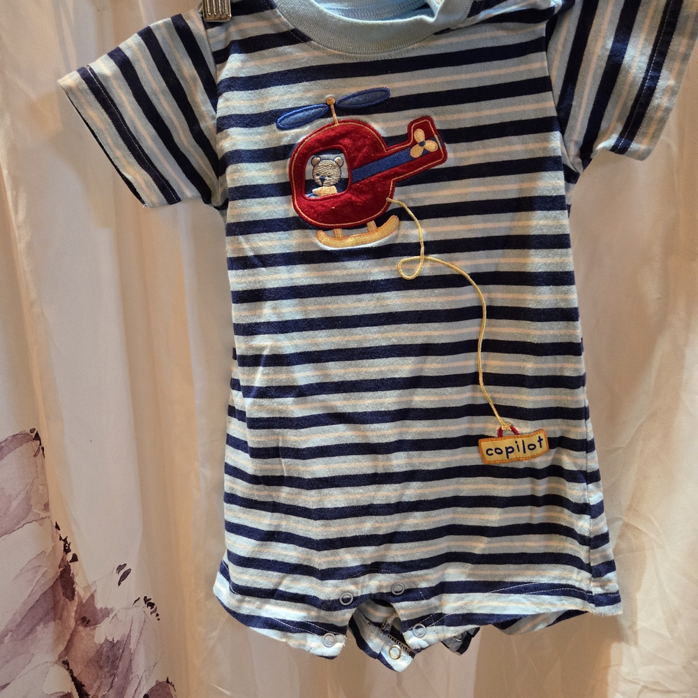 Carter's Blue and White Striped Baby Romper Carters